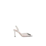 Amina Muaddi Camelia Lace Sling 90 in Ivory Lace