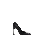 Amina Muaddi Camelia Pump 105 in Black Satin