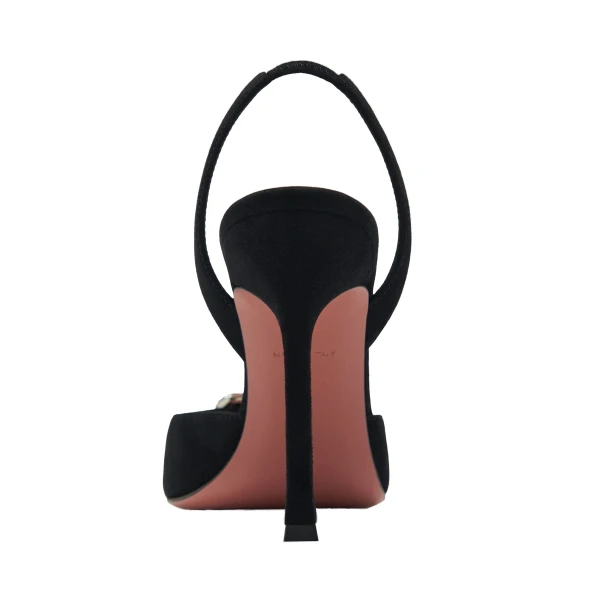 Amina Muaddi Camelia Sling 105 in Black Suede, view 3