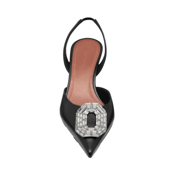 Amina Muaddi Camelia Sling 60 in Black Nappa, view 2