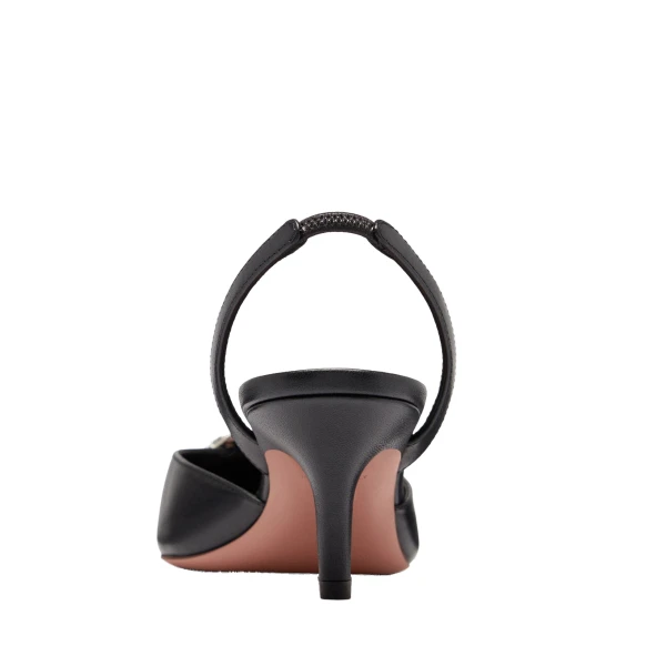 Amina Muaddi Camelia Sling 60 in Black Nappa, view 3