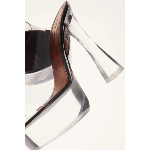 Amina Muaddi Dalida Glass Plateau Slipper 140 in Transparent PVC, view 4