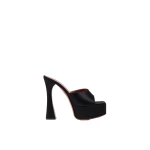 Amina Muaddi Dalida Plateau Slipper 140 in Black Satin