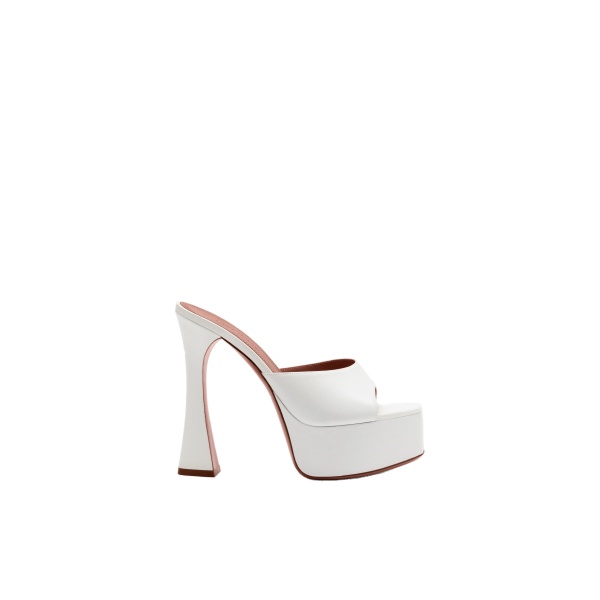 Amina Muaddi Dalida Plateau Slipper 140 in White Nappa