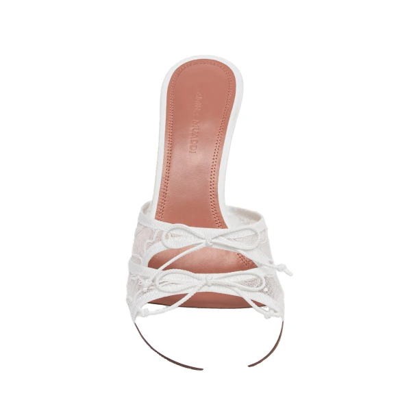 Amina Muaddi Eleonora Lace Slipper 95 in Ivory Lace, view 2