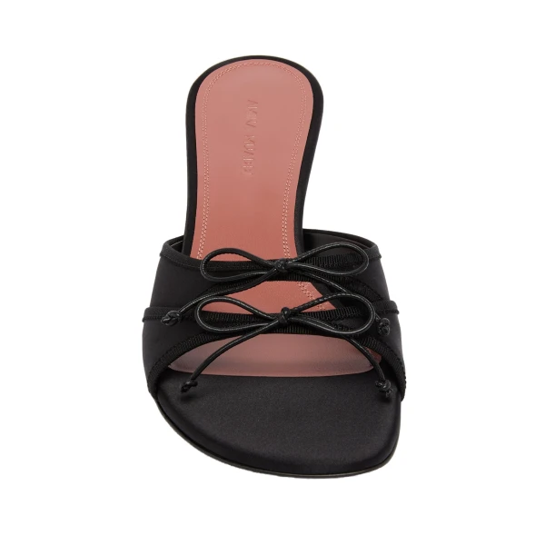 Amina Muaddi Eleonora Slipper 45 in Black Satin, view 2