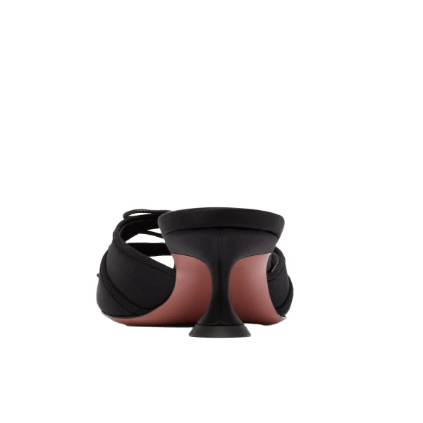 Amina Muaddi Eleonora Slipper 45 in Black Satin, view 3