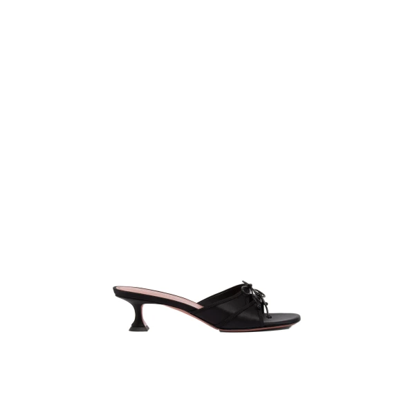Amina Muaddi Eleonora Slipper 45 in Black Satin