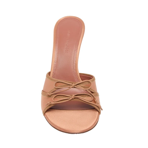 Amina Muaddi Eleonora Slipper 95 in Latte Satin, view 2