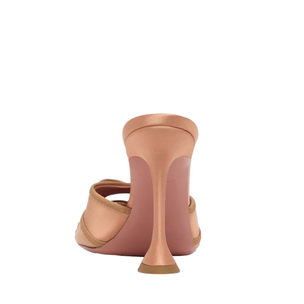 Amina Muaddi Eleonora Slipper 95 in Latte Satin, view 4