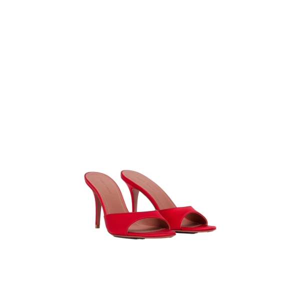 Amina Muaddi Elodie Slipper 90 in Red Satin, view 4
