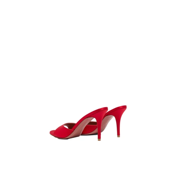 Amina Muaddi Elodie Slipper 90 in Red Satin, view 5