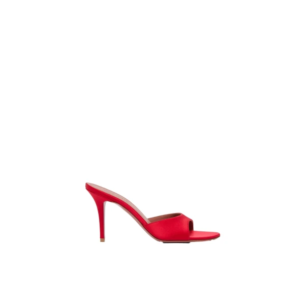 Amina Muaddi Elodie Slipper 90 in Red Satin