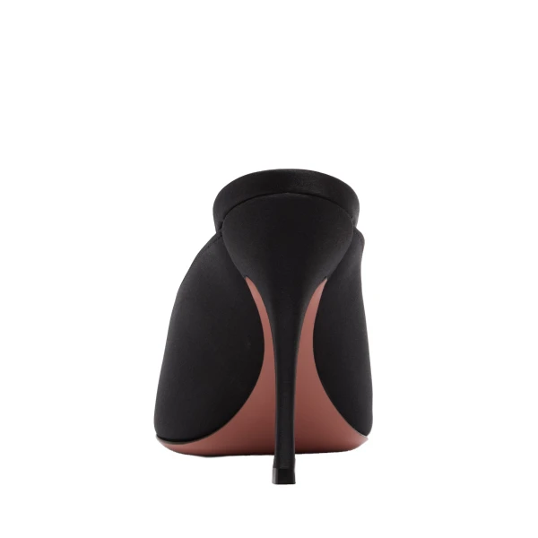 Amina Muaddi Felicia Mule 100 in Black Satin, view 3