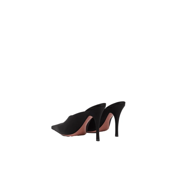 Amina Muaddi Felicia Mule 100 in Black Satin, view 5
