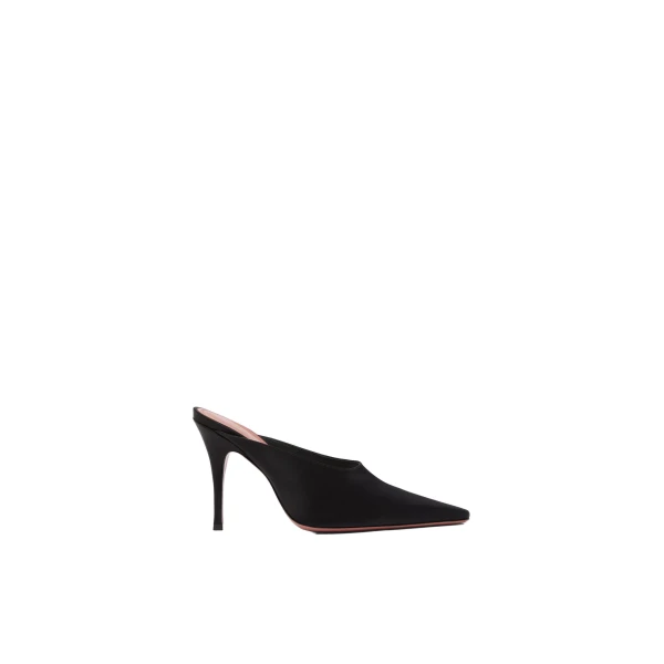 Amina Muaddi Felicia Mule 100 in Black Satin
