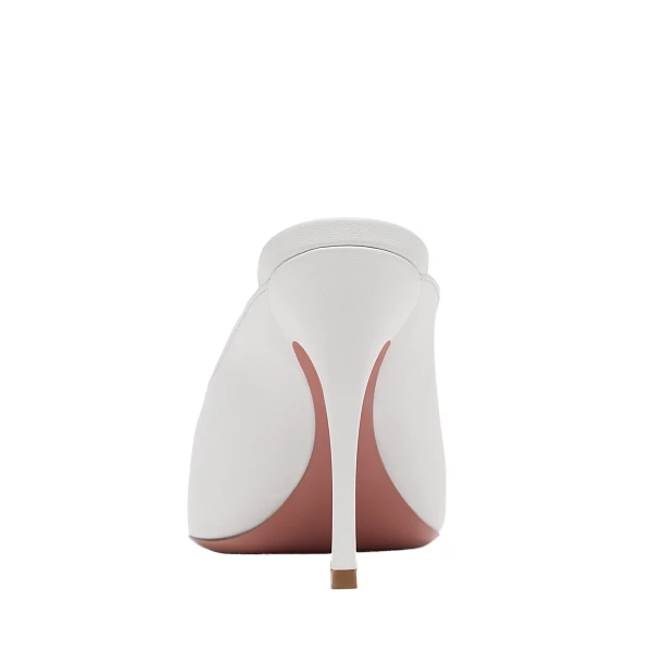 Amina Muaddi Felicia Mule 100 in White Nappa, view 3