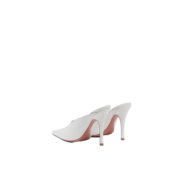 Amina Muaddi Felicia Mule 100 in White Nappa, view 5