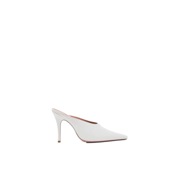 Amina Muaddi Felicia Mule 100 in White Nappa