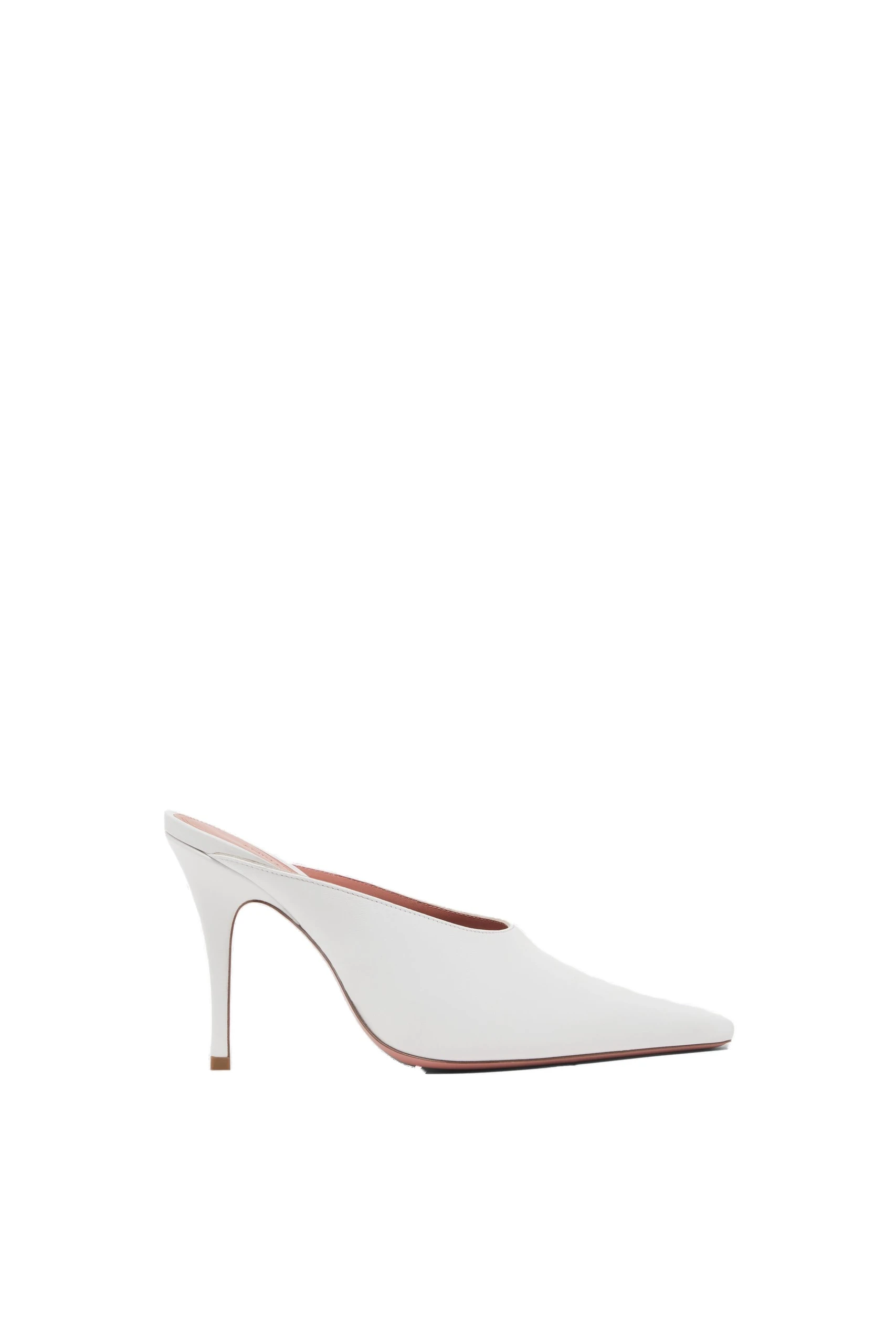 Amina Muaddi Felicia Mule 100 in White Nappa | Luxury Shoes Amina Muaddi Felicia Mule 100 in White Nappa