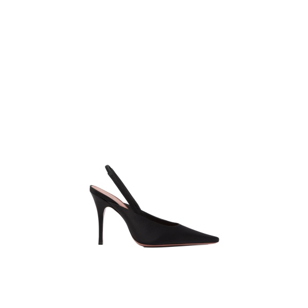 Amina Muaddi Felicia Sling 100 in Black Satin