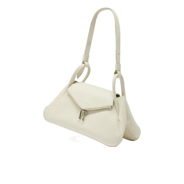 Amina Muaddi Gemini Shoulder Bag in Almond Nappa, view 2
