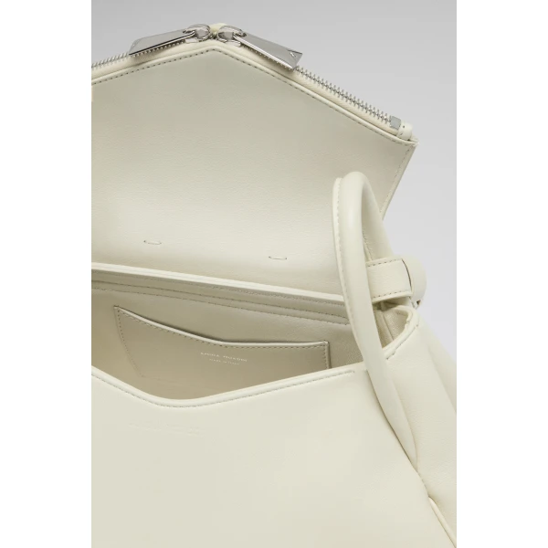 Amina Muaddi Gemini Shoulder Bag in Almond Nappa, view 3