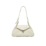 Amina Muaddi Gemini Shoulder Bag in Almond Nappa