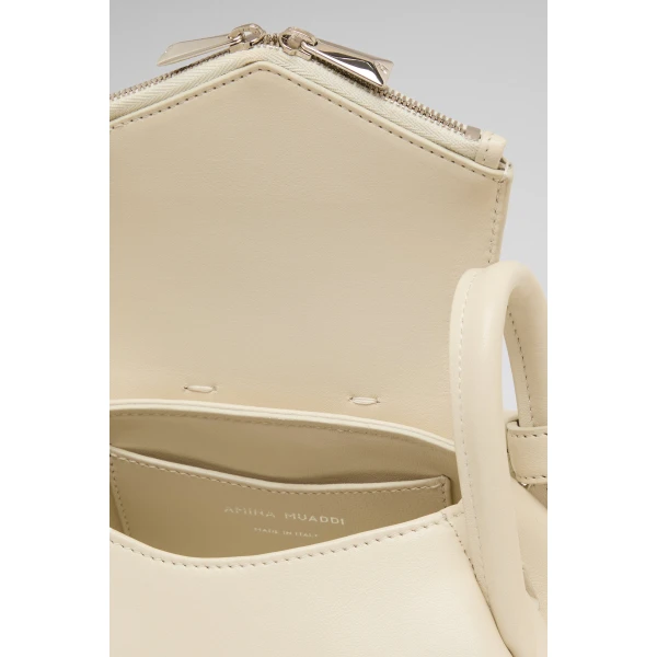 Amina Muaddi Gemini Small Bag in Almond Nappa, view 3