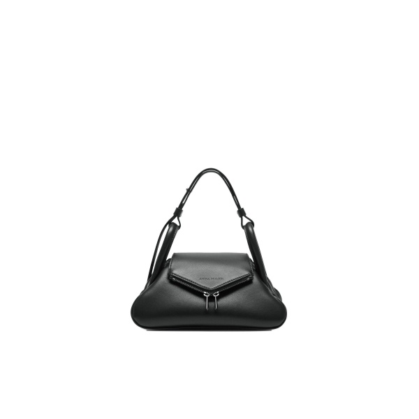 Amina Muaddi Gemini Small Shoulder Bag in Black Nappa