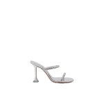 Amina Muaddi Gigi Slipper 95 in Silver Mirror and White Crystals
