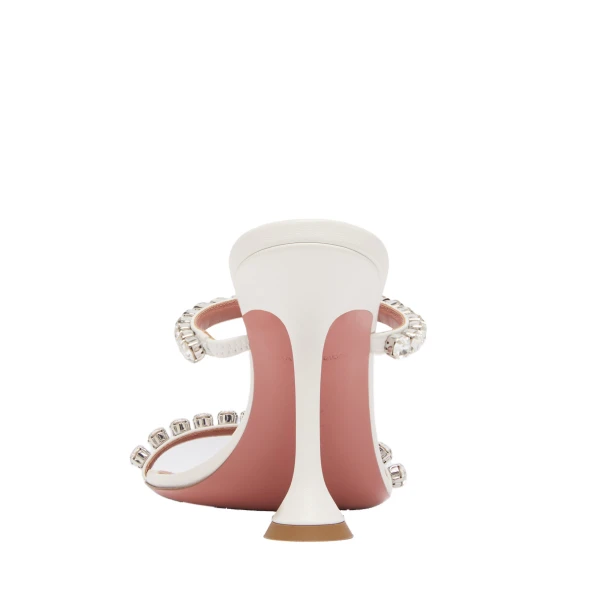 Amina Muaddi Gigi Slipper 95 in White Nappa and White Crystals, view 3