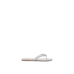Amina Muaddi Gigi Thong Flats in Silver Mirror and White Crystals