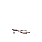 Amina Muaddi Gigi Thong Sandal 45 in Black Nappa and White Crystals