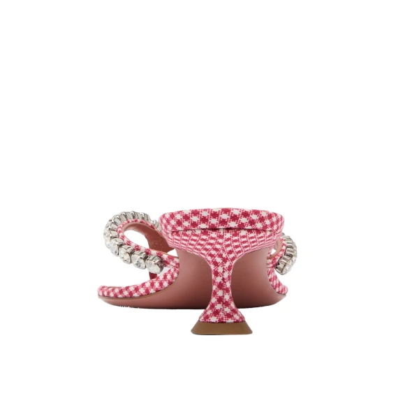 Amina Muaddi Gigi Thong Slipper 45 in Red and White Vichy, view 3