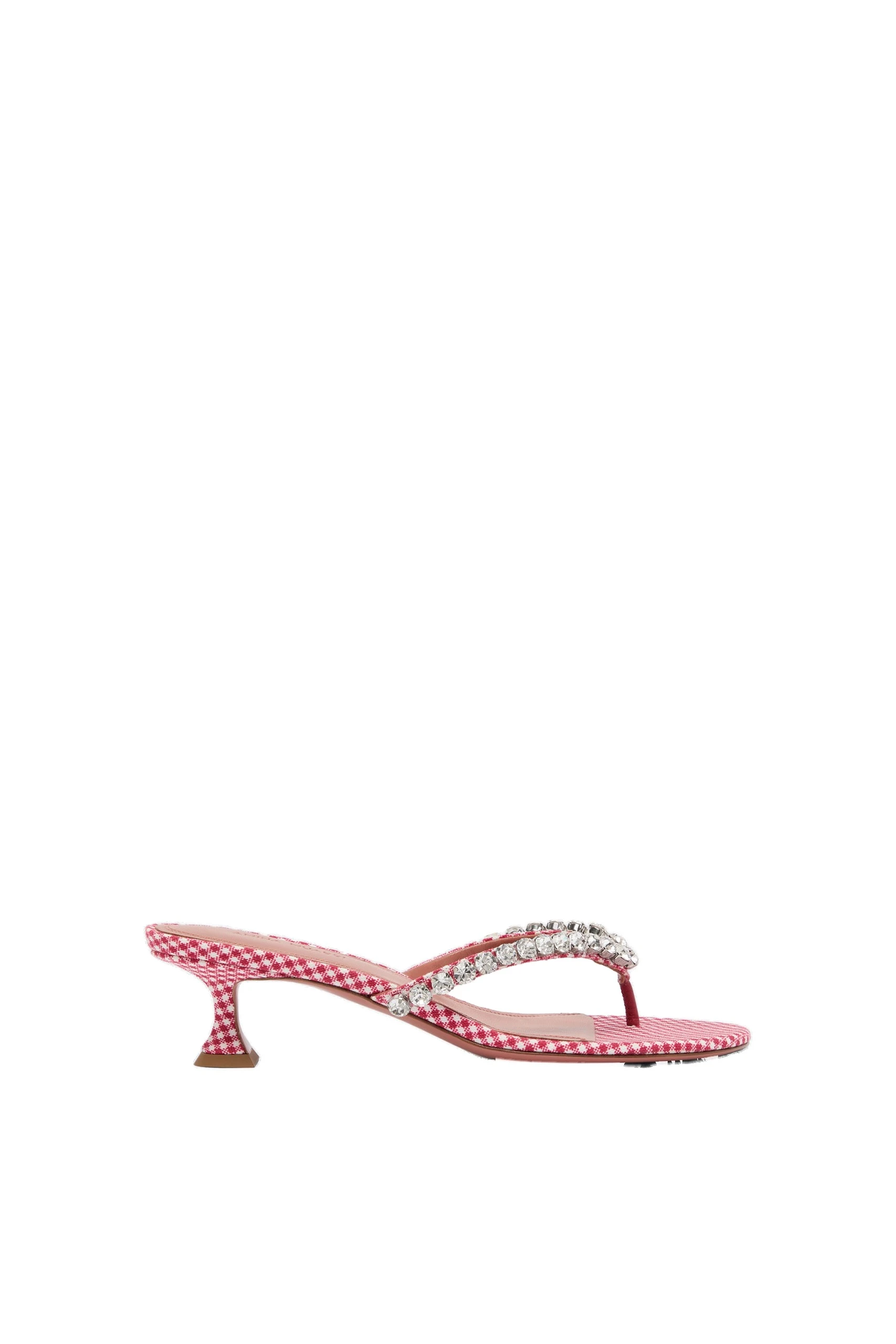 Amina Muaddi Gigi Slipper 45 in Red | Luxury Shoes Amina Muaddi Gigi Thong Slipper 45 in Red and White Vichy