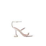 Amina Muaddi Gilda Sandal 95 in Ivory Satin and White Crystals