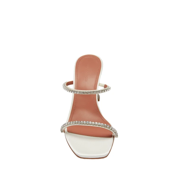 Amina Muaddi Gilda Slipper 70 in Ivory Satin and White Crystals, view 2