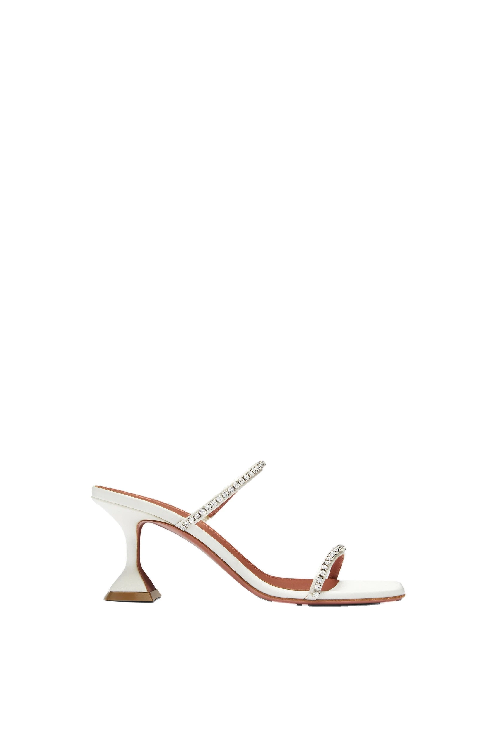Amina Muaddi Gilda Slipper 70 in Ivory Satin | Luxury Shoes Amina Muaddi Gilda Slipper 70 in Ivory Satin and White Crystals