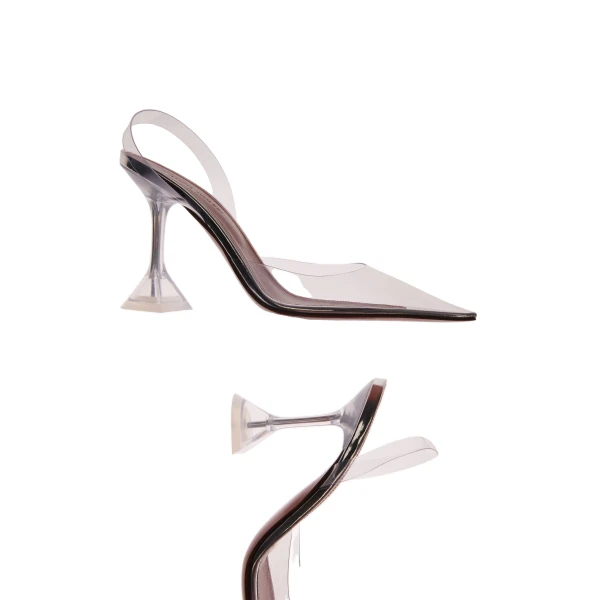 Amina Muaddi Holli Glass Sling 95 in Transparent PVC, view 4