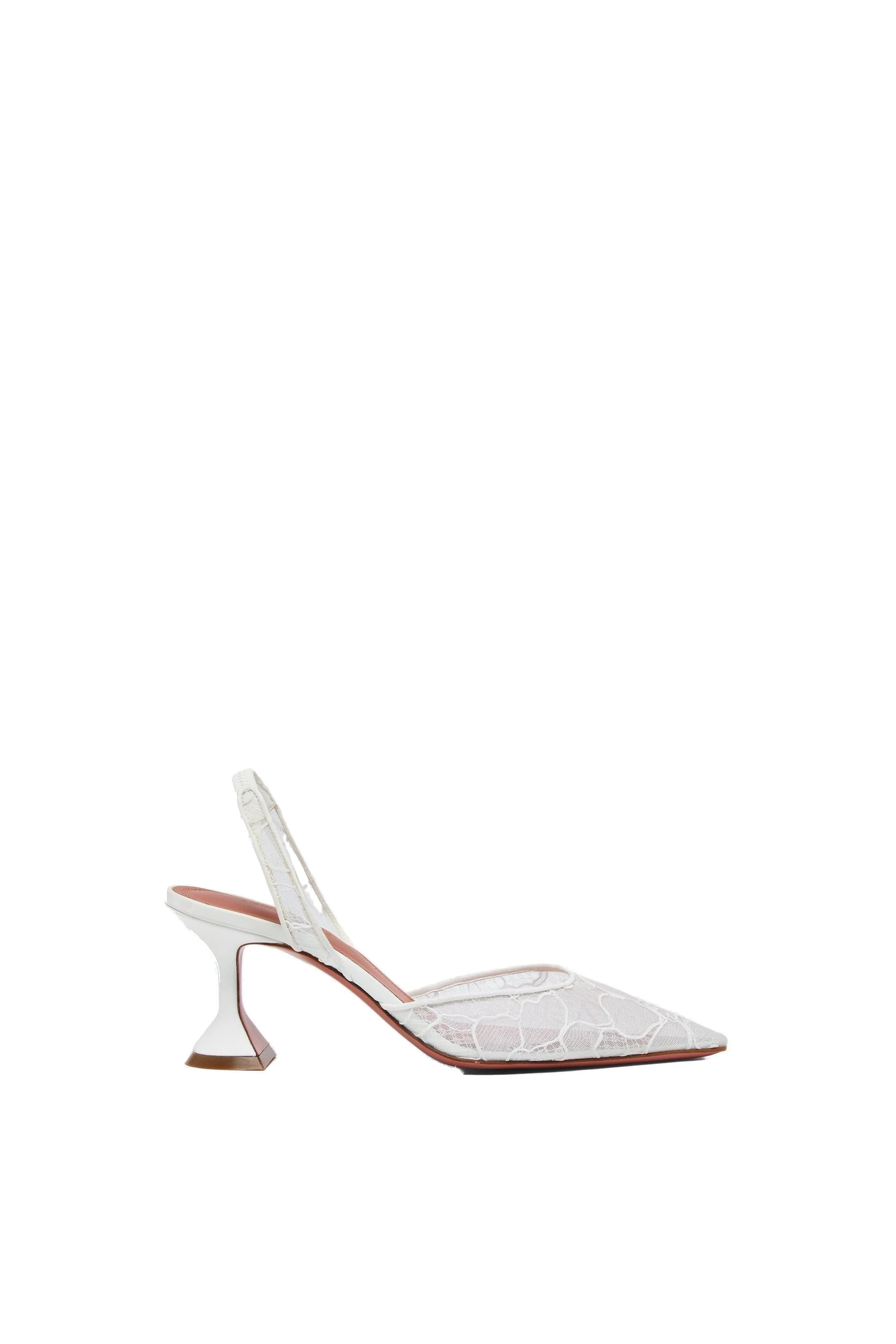Amina Muaddi Holli Lace Sling 70 in Ivory Lace | Luxury Shoes Amina Muaddi Holli Lace Sling 70 in Ivory Lace