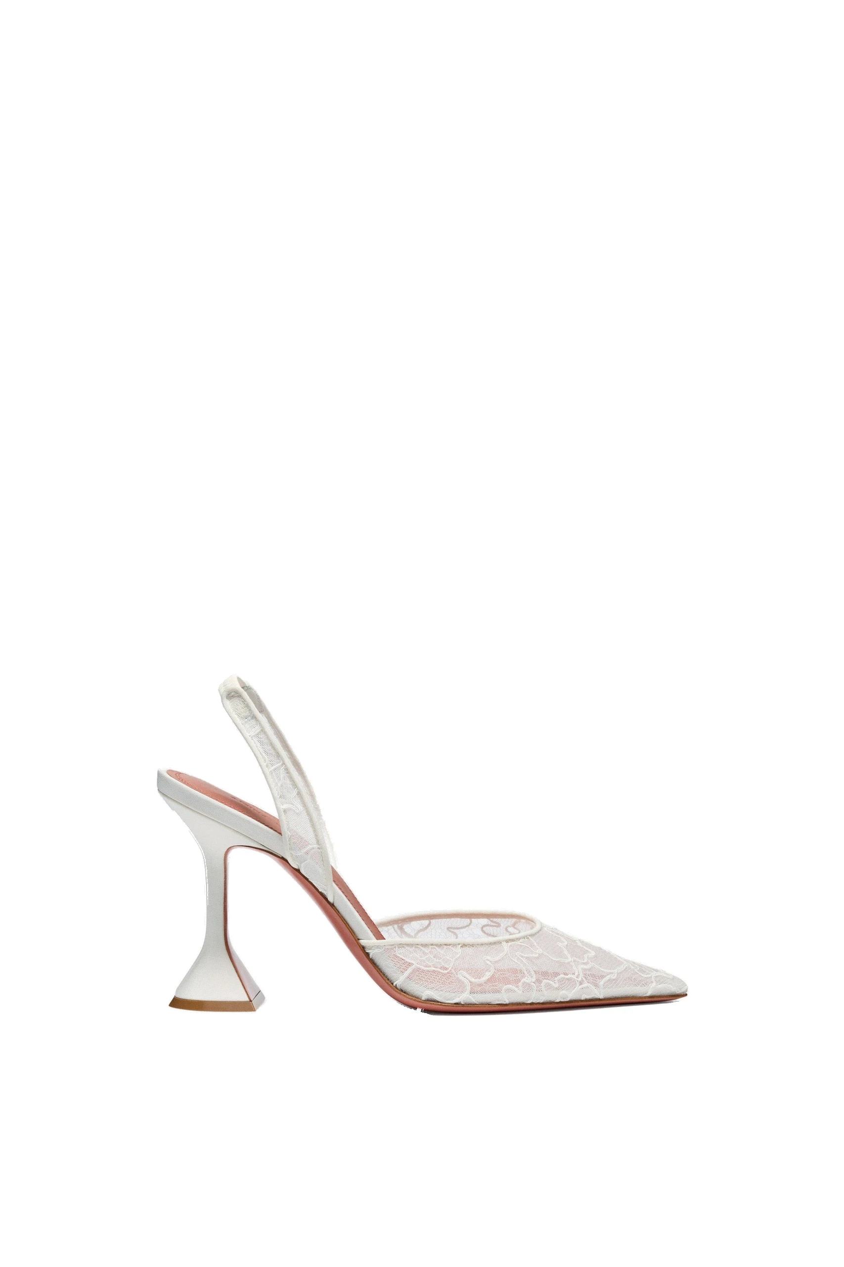 Amina Muaddi Holli Lace Sling 95 in Ivory Lace | Luxury Shoes Amina Muaddi Holli Lace Sling 95 in Ivory Lace