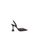 Amina Muaddi Holli Mesh Sling 95 in Black Mesh