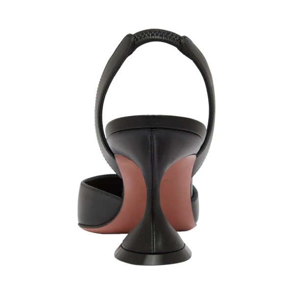 Amina Muaddi Holli Sling 70 in Black Nappa, view 3