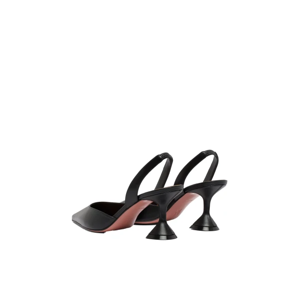 Amina Muaddi Holli Sling 70 in Black Nappa, view 5