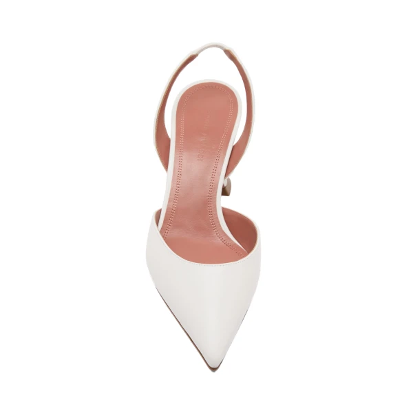 Amina Muaddi Holli Sling 70 in White Nappa, view 2