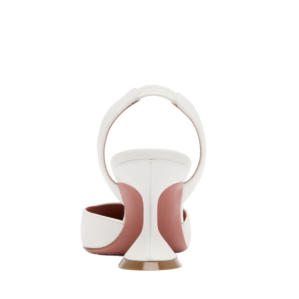 Amina Muaddi Holli Sling 70 in White Nappa, view 3