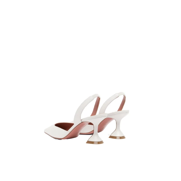 Amina Muaddi Holli Sling 70 in White Nappa, view 4