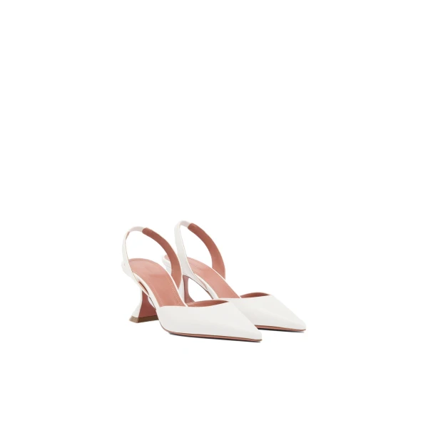 Amina Muaddi Holli Sling 70 in White Nappa, view 5