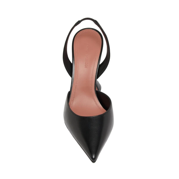 Amina Muaddi Holli Sling 95 in Black Nappa, view 2